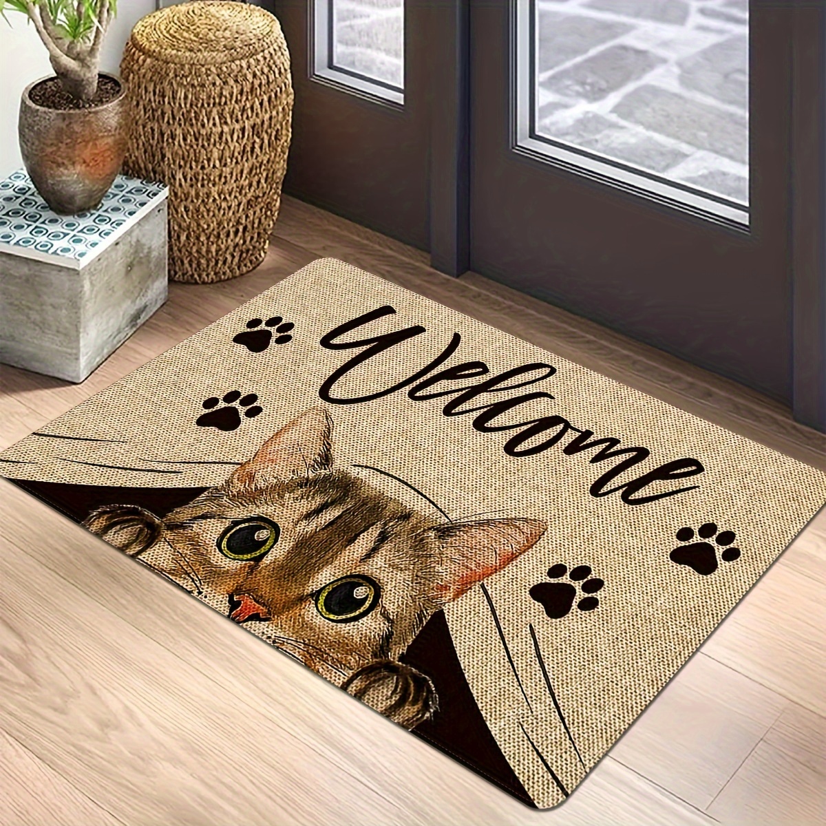 

1pc, Cute Kitten Design Print Entrance Floor Mat, With Non-slip Base, Non-slip & Stain Resistant, Quick Drying For Indoor/outdoor Use, Durable & Easy Maintenance Door Rug