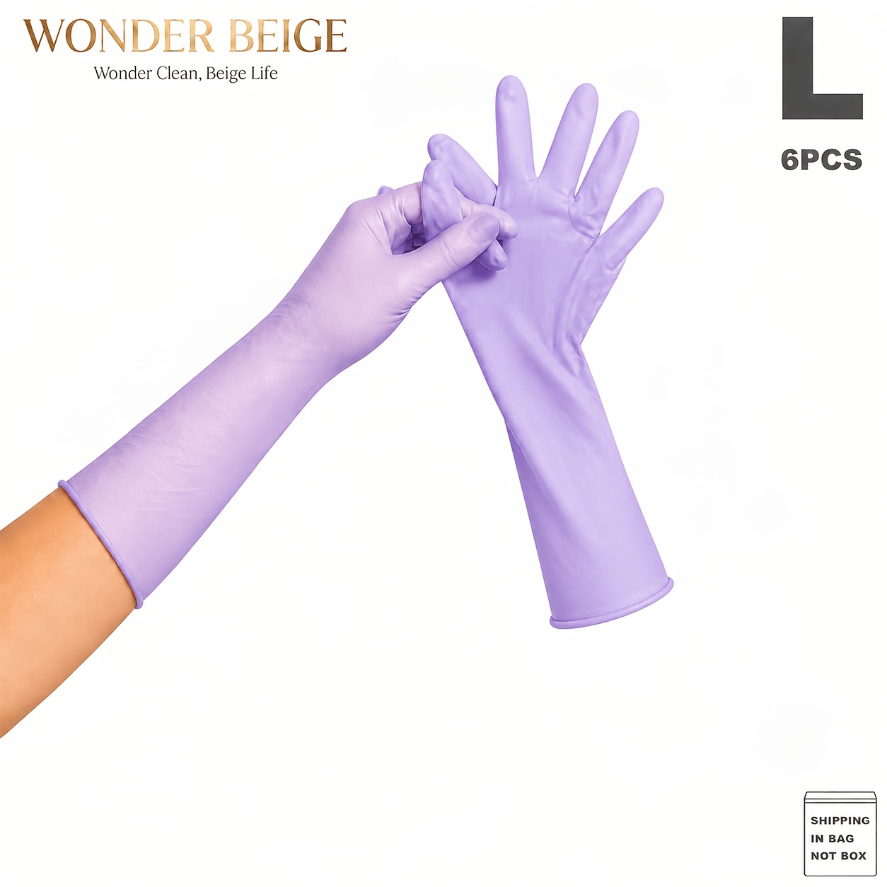TEMU Disposable Nitrile Gloves 6pcs Purple 12 Inch Long Cuff Breathable Stretchable Design For Purpose Everyday Use Daily Multipurpose Tasks Adults