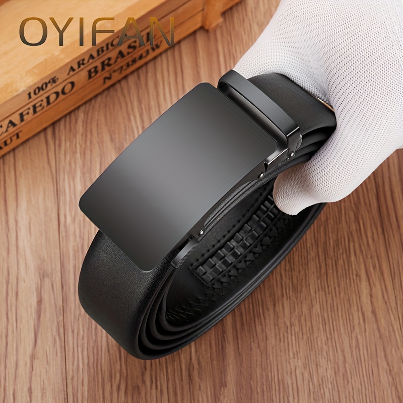 Men'S Automatic Buckle Belt Made from Second-Layer Cowhide, Stylish And Casual Leather Belt Ideal for Everyday Use, Perfect for a Gentleman'S Relaxed Attire