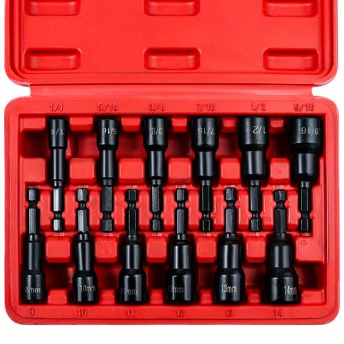 set of 12 magnetic nut drivers with a 1 4 hex shank power driver bits