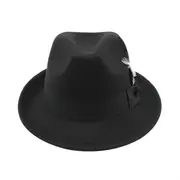 classic fedora hats for men women short brim felt feather hat panama dress hat details 3