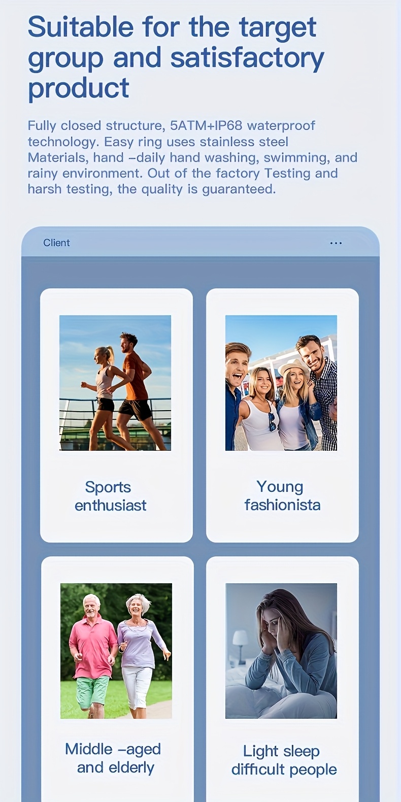 Protingas žiedinis fizinio aktyvumo seklys su ekranu, įrašo žingsnius, atstumą, kalorijas, miegą, stebi judėjimą, suderinamas su iPhone ir Android, atsparus vandeniui pagal IP68 standartą, išmanieji papuošalų priedai, tinkami moterims ir vyrams kaip dovanos, Valentino dienai ir kitoms šventinėms progoms