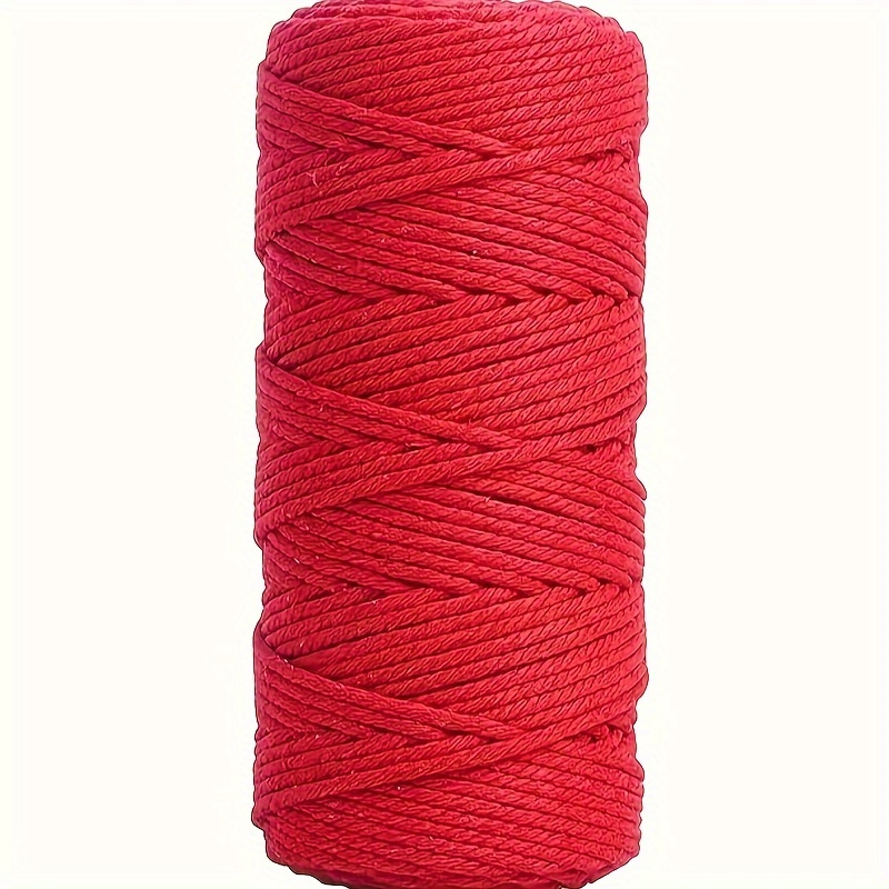 

50m/100m Premium Red 3mm Macrame Yarn Natural Macrame Cotton Rope, Diy Craft Cord Cotton String Rope Cooking String Decorative Cotton Cord Rope For Decoration, Plant Hangers