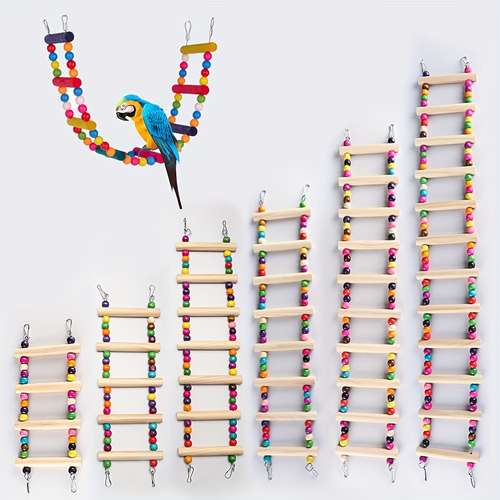 Parrot Toy Bird Cage Ladder Toy - Acrylic & Wood Climbing Ladder With ...