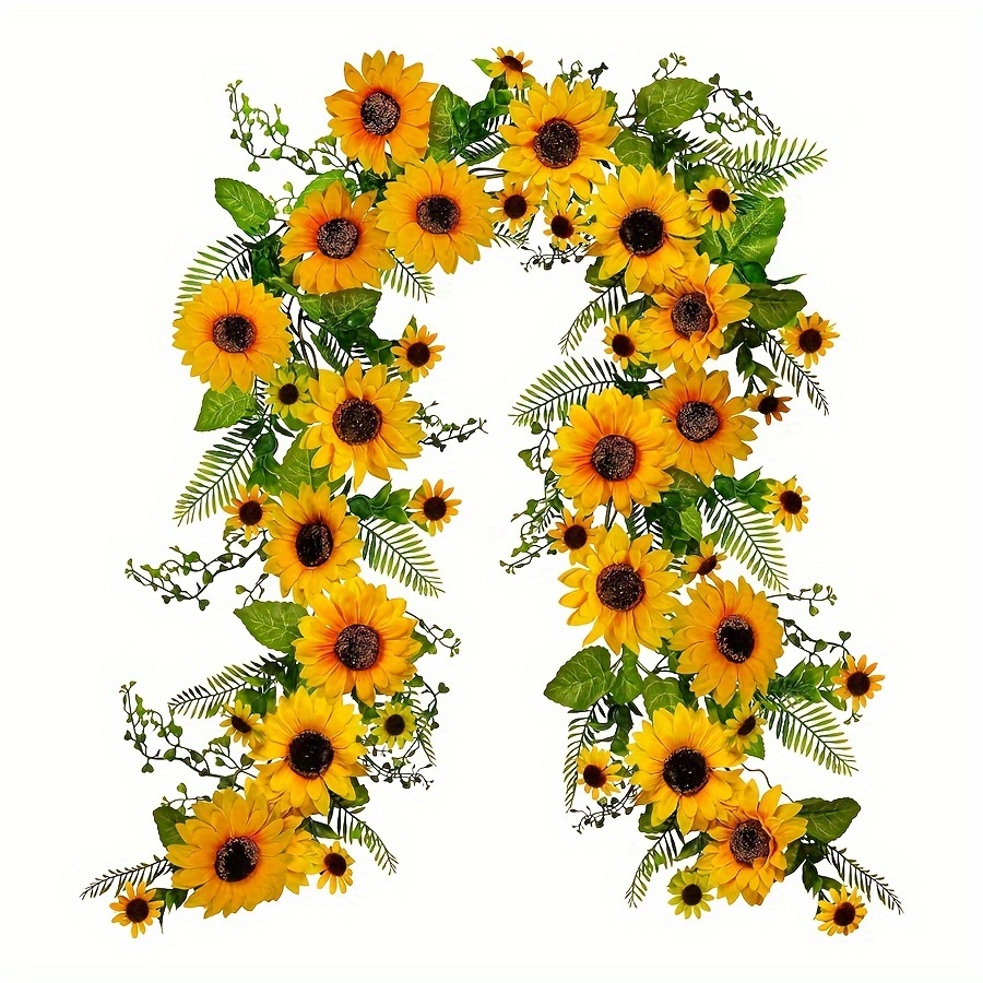 

Sunflower Garland - 1pc Artificial Vine For Wedding, Tabletop & Door Decor | Home, Garden, And Party , Sunflower Wedding Decorations