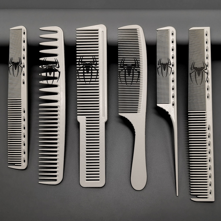 TEMU 6pcs Barber Special Comb Set Pattern Carved Style Individual Hairbrush Set Suitable For Men Women Long Hair Short Hair And All Hair Types
