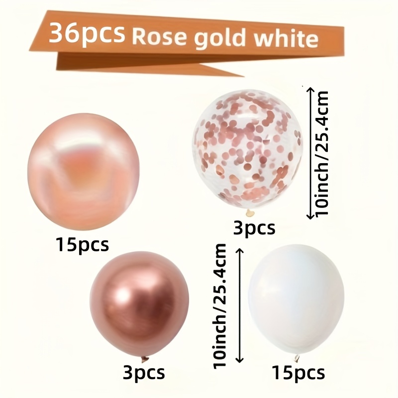 TEMU 36pcs Pearl Rose Golden, Rose Golden Sequin Latex Balloon Set, Suitable For Christmas, Birthdays, Weddings, Graduation Ceremonies, Valentine's