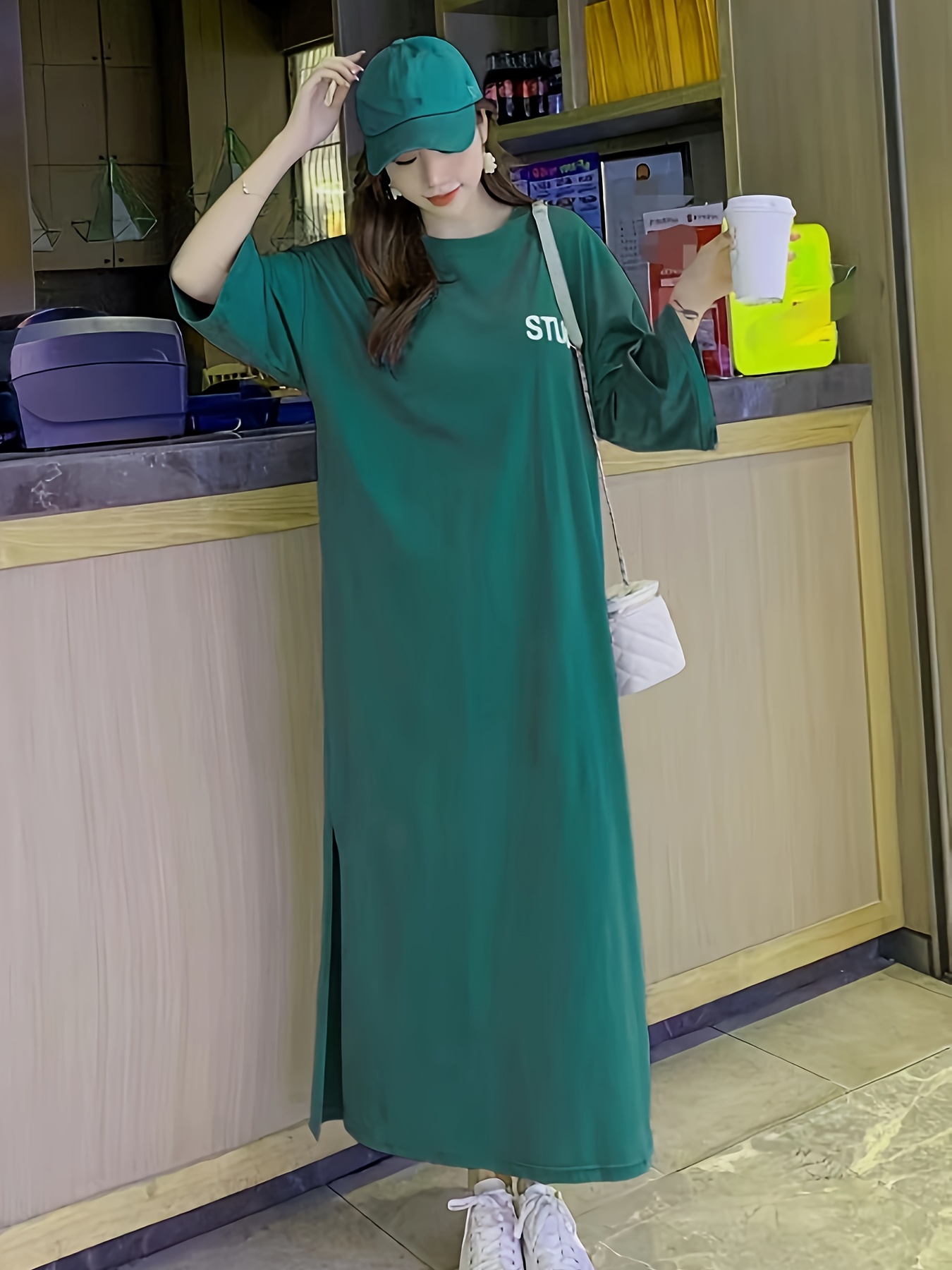 knee length dresses for ladies Korean-style loose-fit long dress – Uncut-Trends