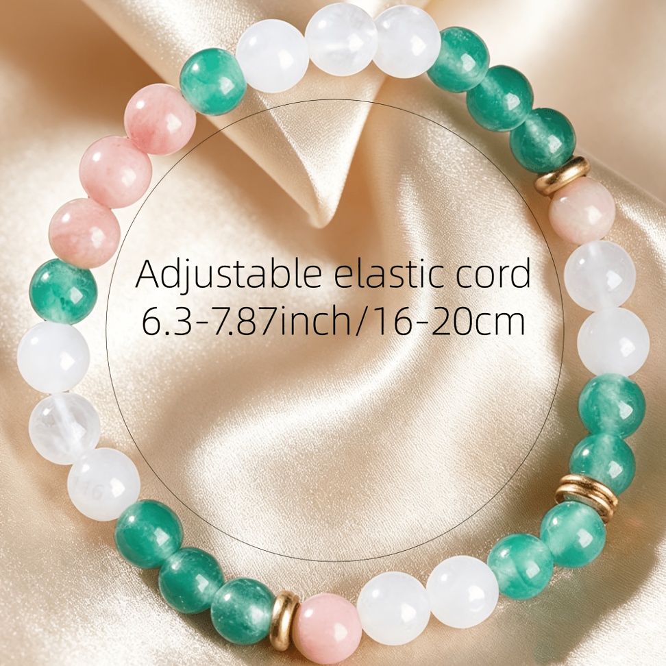 Bohemian Style Handmade Rose Quartz & Green Dongling Bracelet