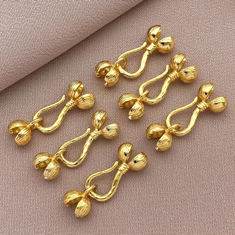 TEMU 6pcs/2pcs New High-quality Copper Bud End Clasps, 18k Golden Plated / Silvered Plating, White Golden Pepper Bracelet Connector Accessory -