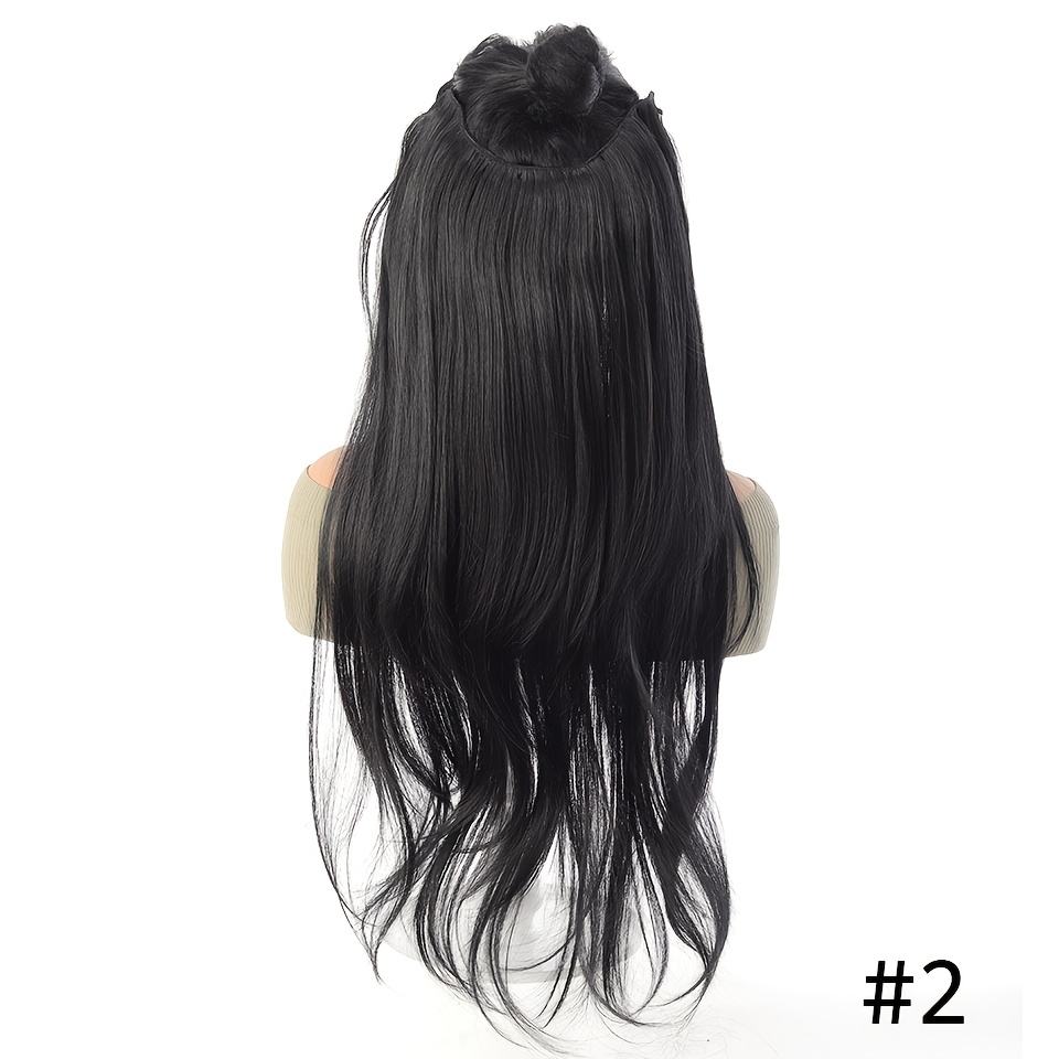 synthetic long v   layers straight hair for women heat resistant fiber   materical   v type inner   hair extensions   daily party halloween day