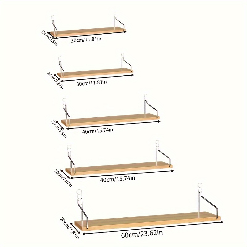 TEMU 1pc Versatile Wooden Storage Shelf - No-drill Wall Mount For Bathroom, & - Load- Organizer For Toothbrushes, , Books & , Utility Racks