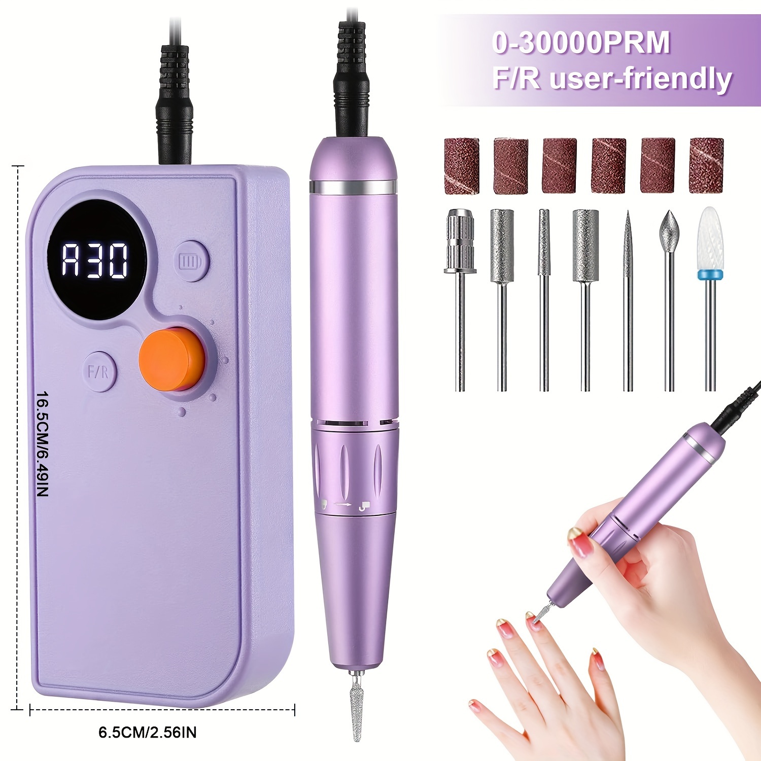 

Rechargeable 30000 Rpm Professional Electric File With Power Bank Function, Portable Nail Drill For Home And Salon, Nail File Drill Machine, Manicure Pedicure Kit