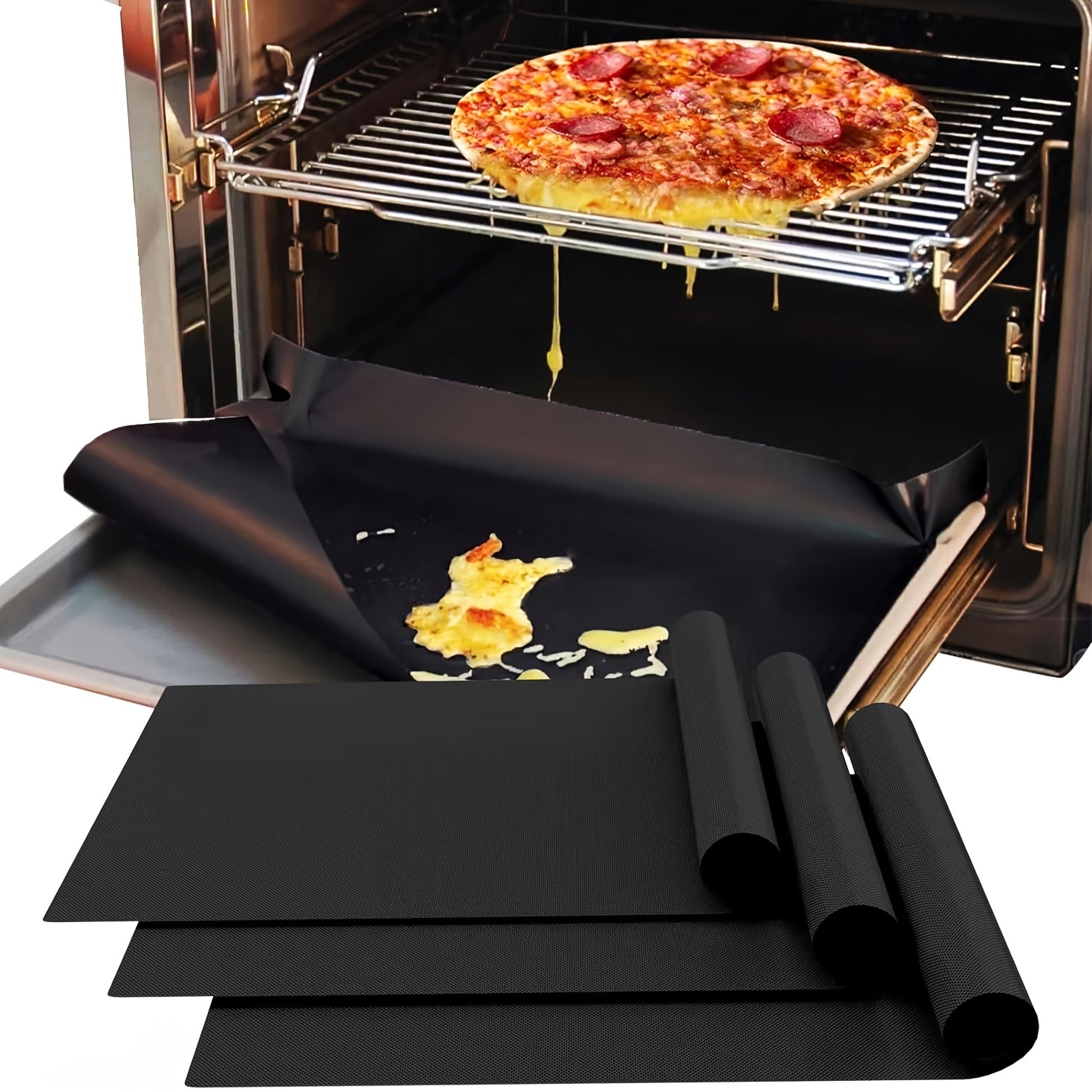 

4 Pack Oven Liners For Bottom Of Oven, 15.79*12.99in Thick Heavy Duty Non Stick Teflon Oven Mats, Free Reusable Oven Liners For Bottom Of Electric Oven