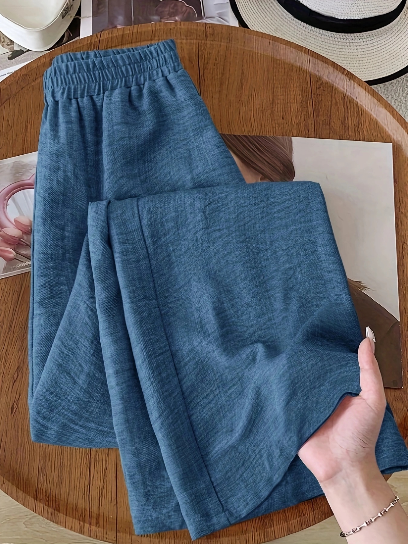 womens elegant high waist wide leg pants solid olive   season   durable and   material versatile casual to formal wear high waist leggings casual attire     fashionable    