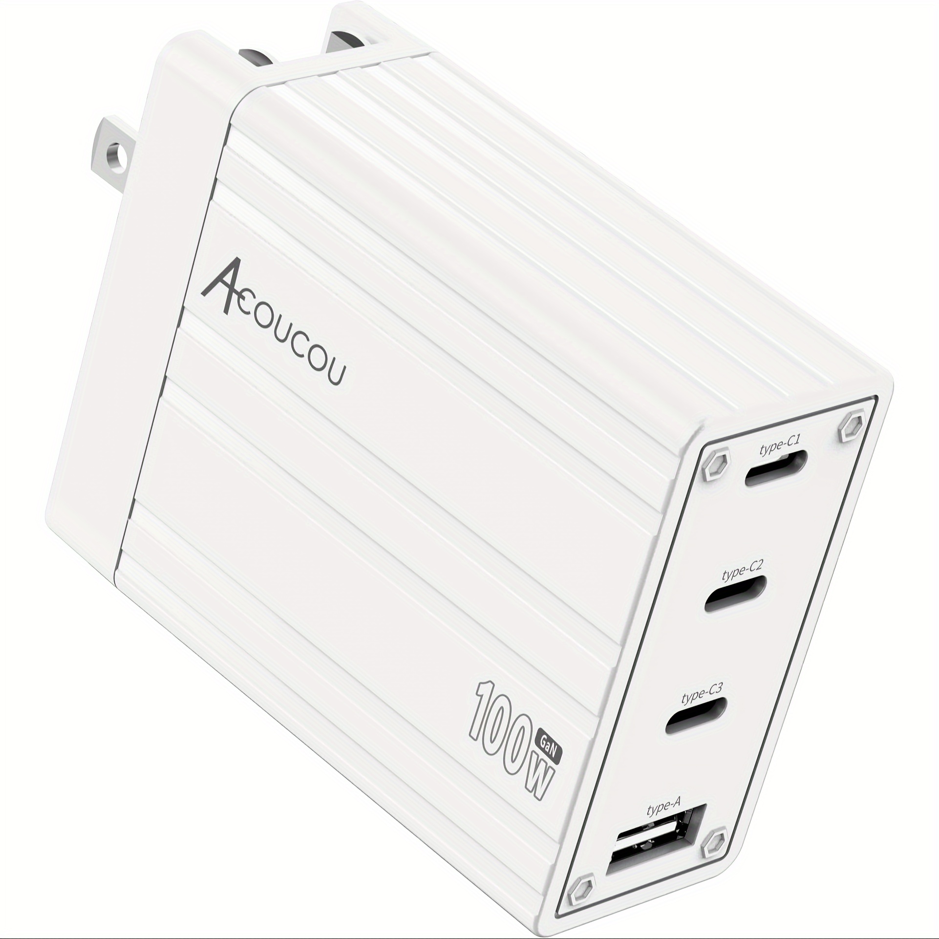 

Acoucou 100w Usb C Charger 4-port Gan Iii Pd&qc 3.0 Type C Charging Block, Multiple Ports Fast Charger For Air/pro, I-pad Samsung Galaxy Etc Phone&laptop, 100 Watt Universal Charger