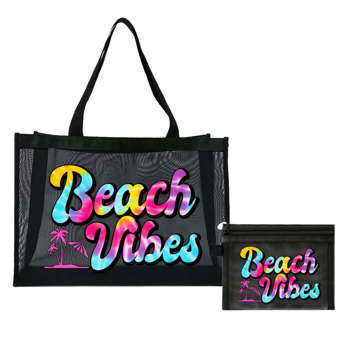 TEMU Beach Bags For Women, Stylish And Versatile Shopping Bag, Mesh Beach Bag, Storage Bag, Foldable Lightweight Mesh Tote Bag, Summer Travel Mesh