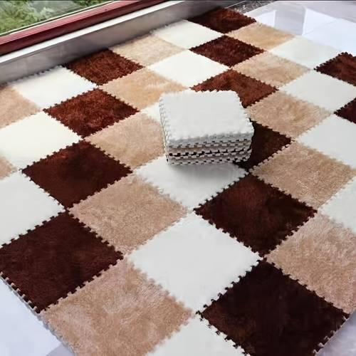 50 pièces de tapis de sol en mousse interverrouillables adaptés à une surface - carreaux puzzle diy à découper, épais et pour le lit, installation ( colle/outils) pour chambre/salon, lavable à , couleur
