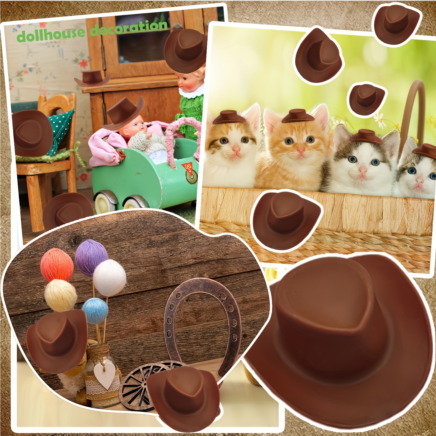 20pcs western cowboy hat plastic miniature Temu United Arab Emirates