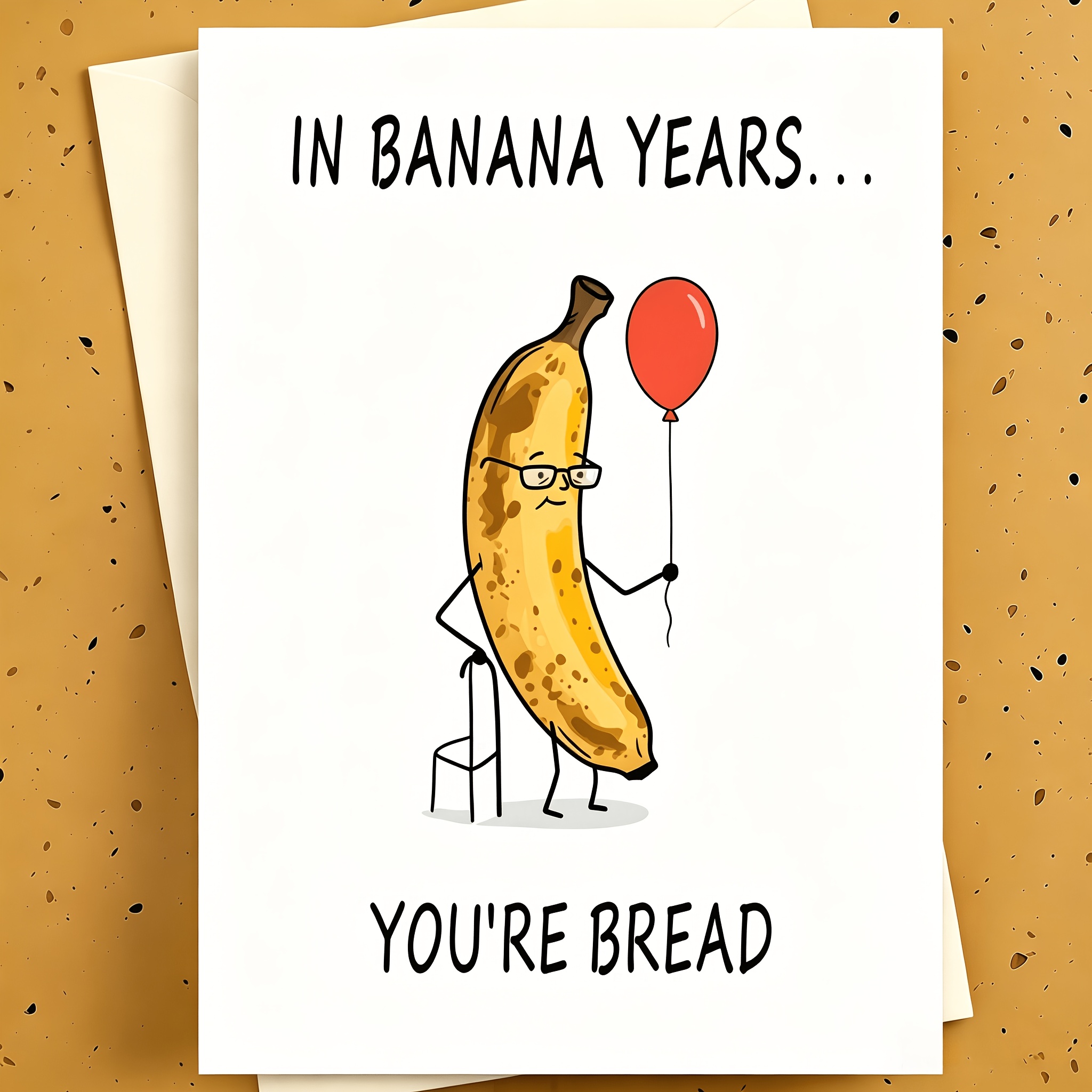 TEMU [Geschenk für Freunde] Humorvolle Einzelne-Bananenbrot-Geburtstagskarte | Unisex-Freundegeschenk, „Im Bananenalter... bist du schon ‚Brot‘.“