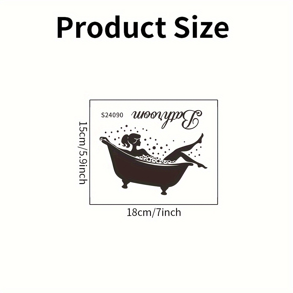 Creative Bathroom Sign Wall Decal - Waterproof, Removable Pvc Sticker For Living Room & Bedroom Decor