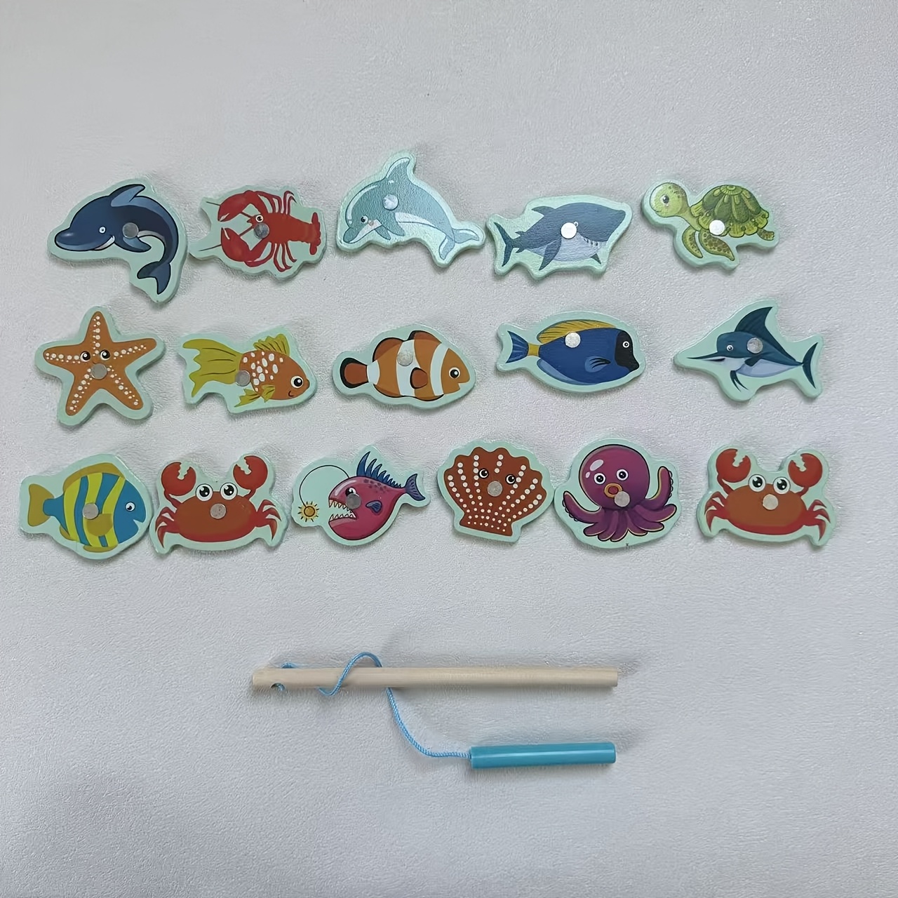 The Top For Educational Toy ! Wooden Magnetic Fishing Set For Recognizing