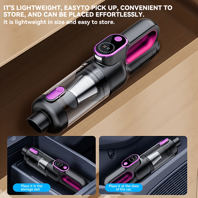 Wireless handheld vacuum cleaner for cars and homes, car-mounted 2-in-1 blower and suction cleaner, handheld type, high power, super strong suction, small and mini handheld car interior cleaner, wet and dry dual-purpose car vacuum cleaner,