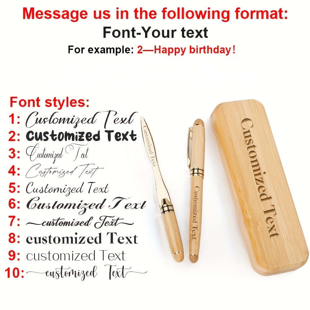 Image of 3pcs Personalized Custom Wooden Pen And Wooden Gift Box Set, Christmas Gift, Bamboo Solid Wood Creative Ballpoint Pen Gift Box, Wedding/holiday Party Gift, Gift For Men/women/dad, Birthday Gift