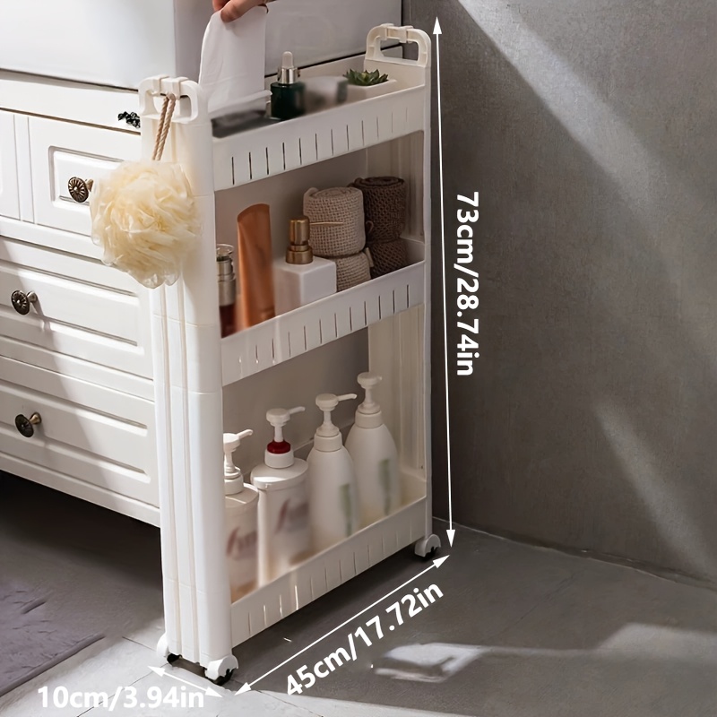 1 Narrow Storage Rack | Plastic Cubby Shelf For Fridge, Bathroom, And Living Room Organization, Standing Shelf