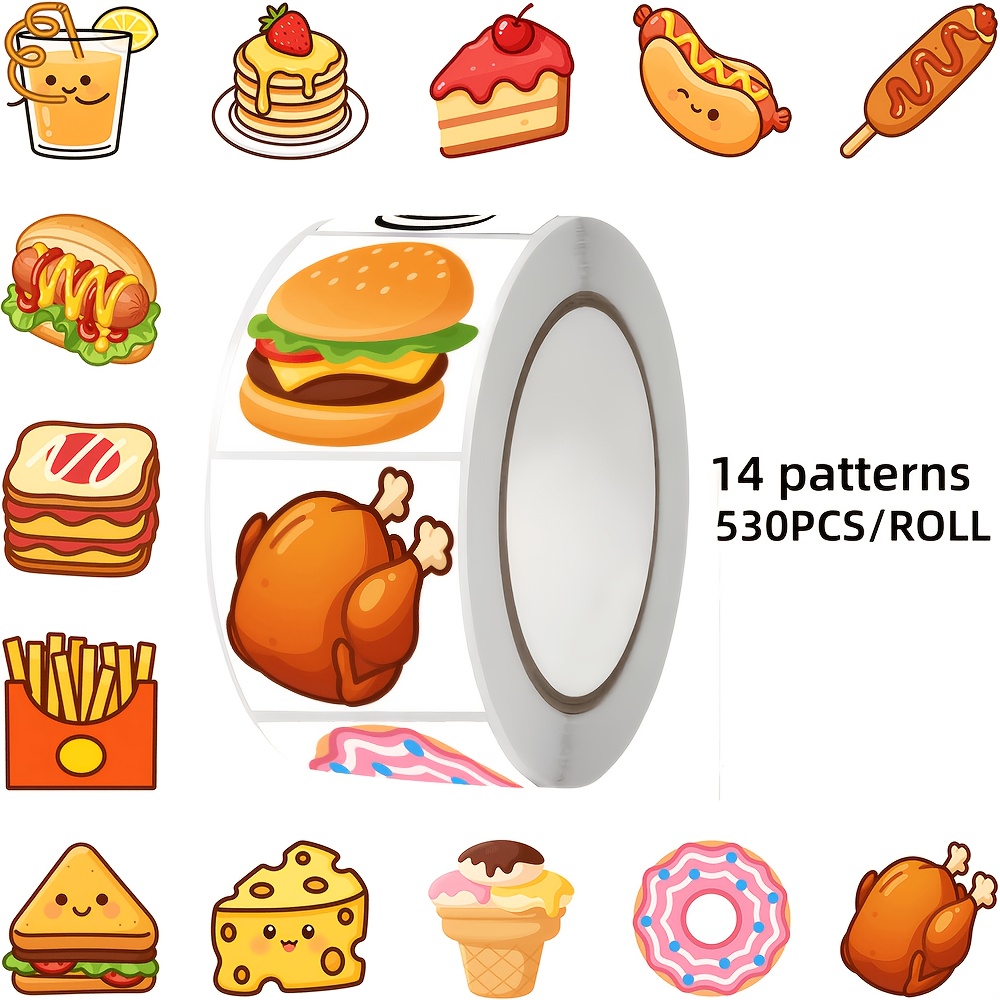 TEMU 530pcs Chicken And Other Themed Stickers, 14 Designs, Suitable For Packaging Decoration, Laptop, Tablet, Notebook, Envelope, Gift Box, Suitcase