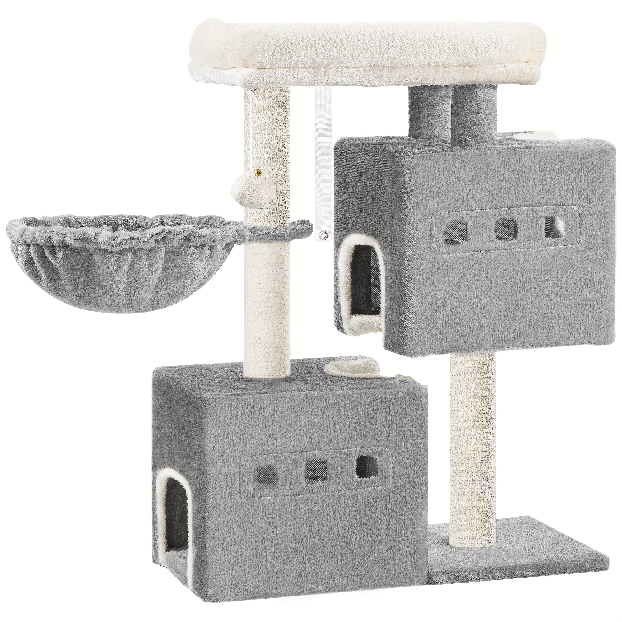 TEMU Scratching Post, 75cm Stable Cat Tree, Cat Scratching Post With Large Lying Area, Cat Cave, Sisal Posts, Basket, Plush Balls, Cat Furniture Play