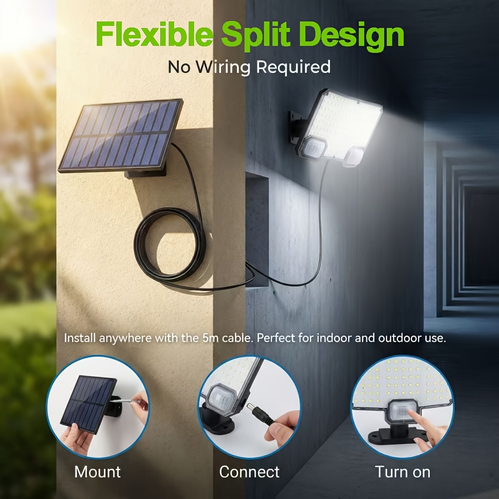 4pcs Solar Motion Sensor Wall Lights with 144 LEDs and 3 Lighting Modes