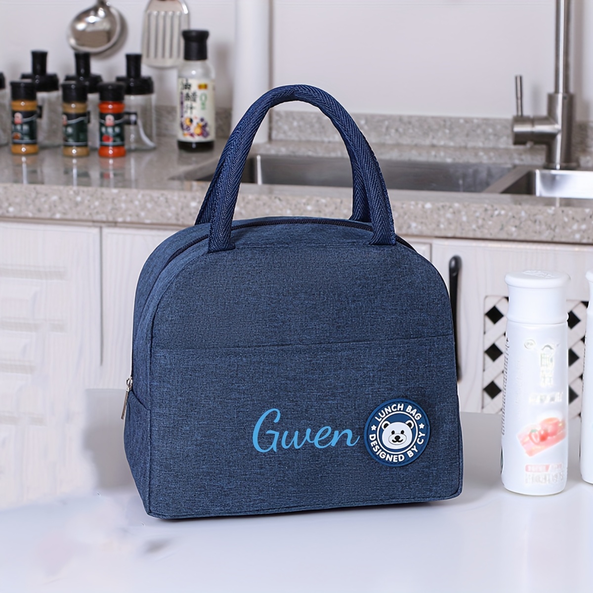 TEMU 1pz Borsa Ricamata Personalizzabile per , Scatola Portapranzo Isolata Riutilizzabile Impermeabile ad Capacit� Termica per Viaggi Lavoro Picnic