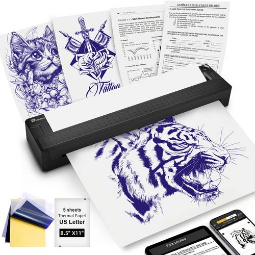 artikel foto milestone m9 2-in-1 draadloze tattoo stencil printer, draagbare thermische tattoo machine en documentenprinter, compatibel met ios pc voor tattoo artiesten