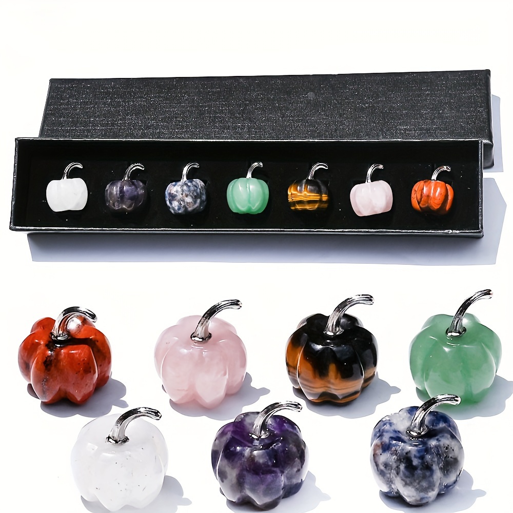 

A Set Of 7 Black Gift Boxes Containing Natural Pumpkins, Colorful Mixed Color Mini Creative Home Decorations, Gifts