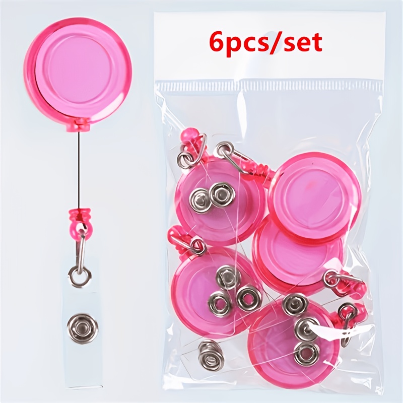 TEMU 2d 6pcs Exquisite Retractable Id Lanyards, Adjustable Badge Clips, Office Nameplate Scrolls - Easy To Pull, Employee Work Id Clips, Office