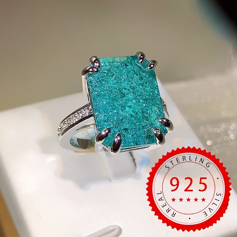 Image of 1pc S925 925 Exquisite Ring Inlaid With Synthetic Synthetic Synthetic Zircon​​ Men's And Women's High-quality Jewelry For Dinner Party Wear