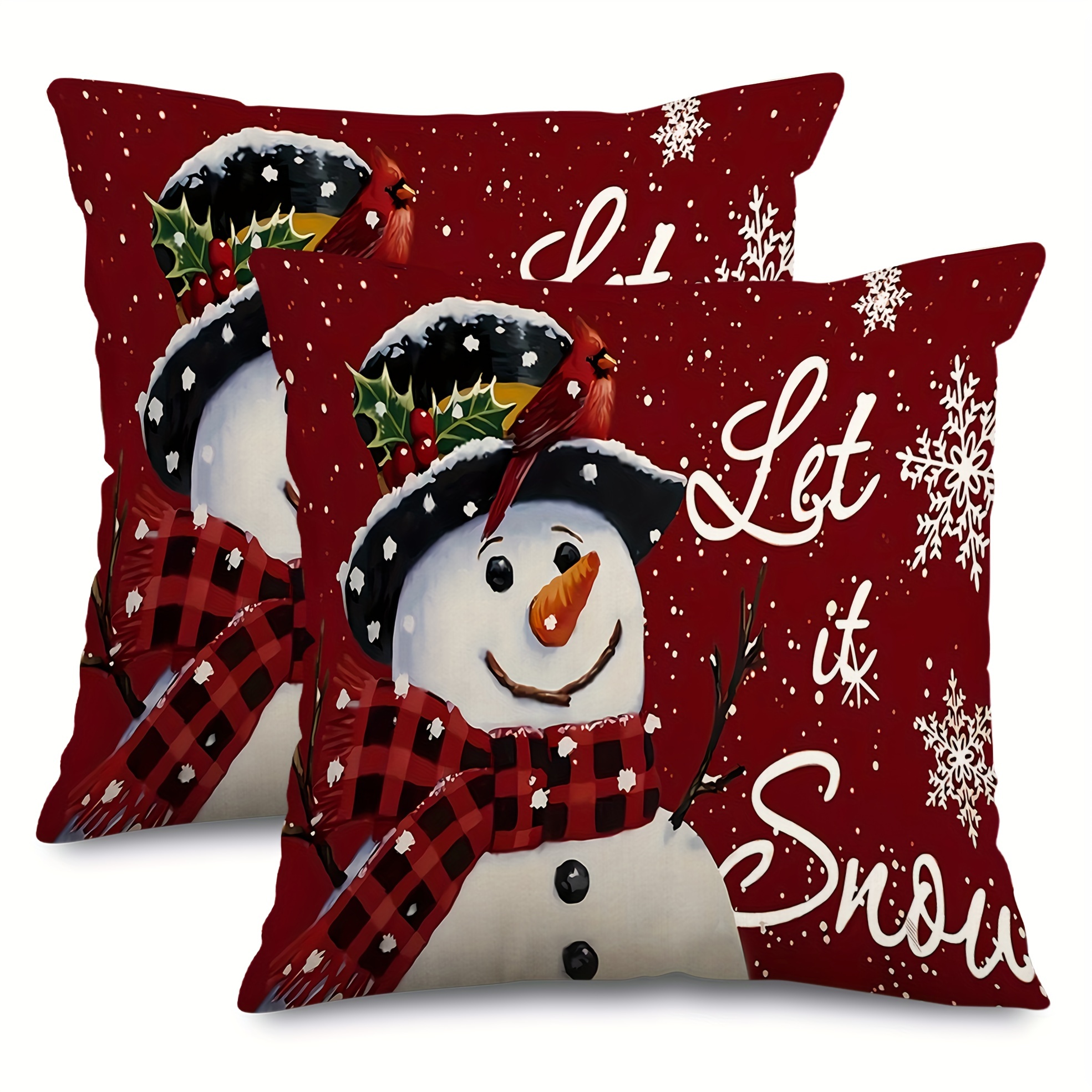 

2pcs Set '' Snowman Christmas - Red For Sofa & , Zip , - 16x16/18x18/