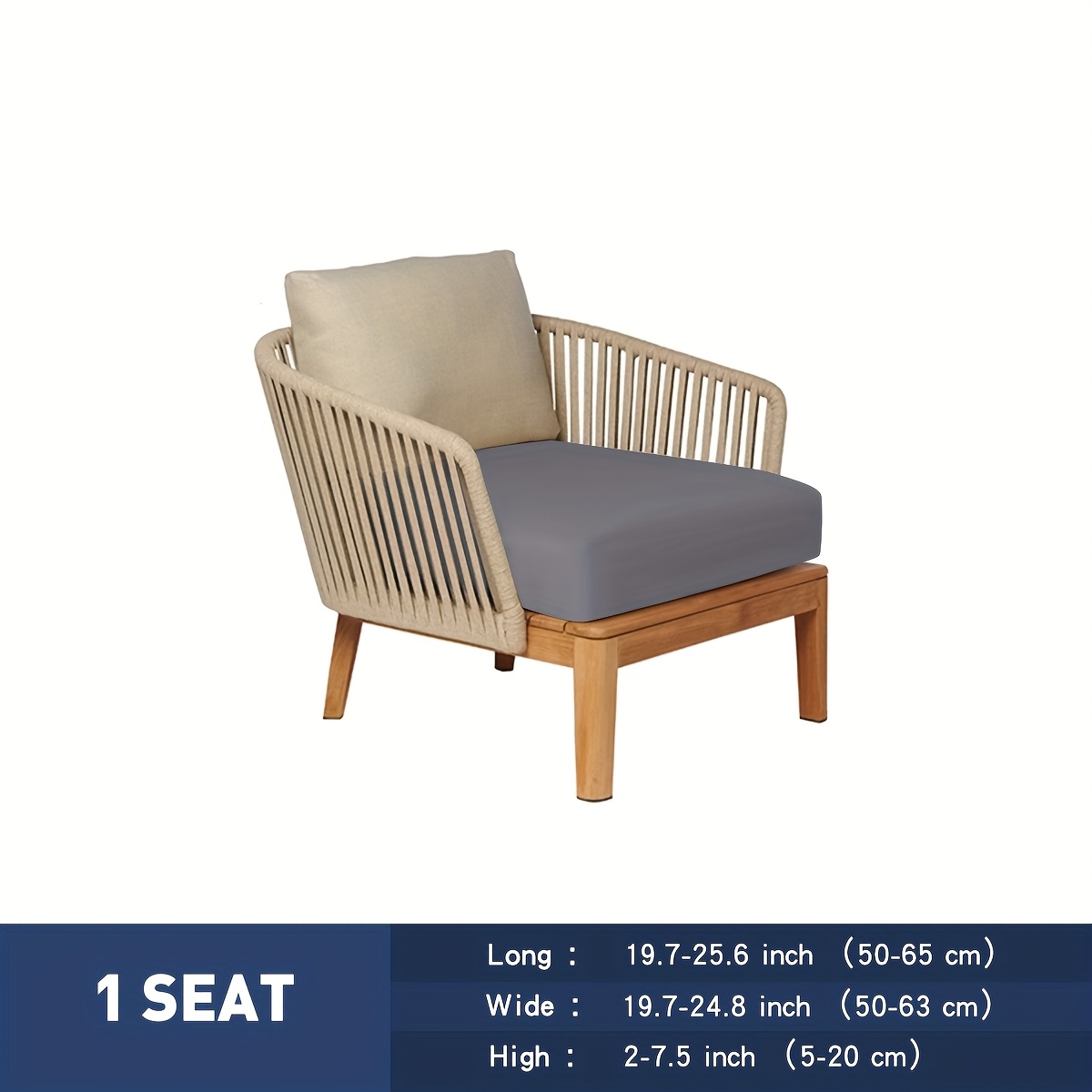 E-shop Stretch Outdoor Hof Sofa Abdeckung Halbgeschlossene Sofa Hülle Doppel Drei-Personen Kissenbezug und Rückenlehnenbezug