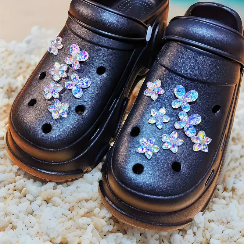 tira de 14 piezas de charms de zapatos de flor para zapatillas, zapatos de jardín, sandalias y zapatillas - plástico resistente, resina, fáciles de usar - accesorios de regalo de decorativos para fiestas detalles 10