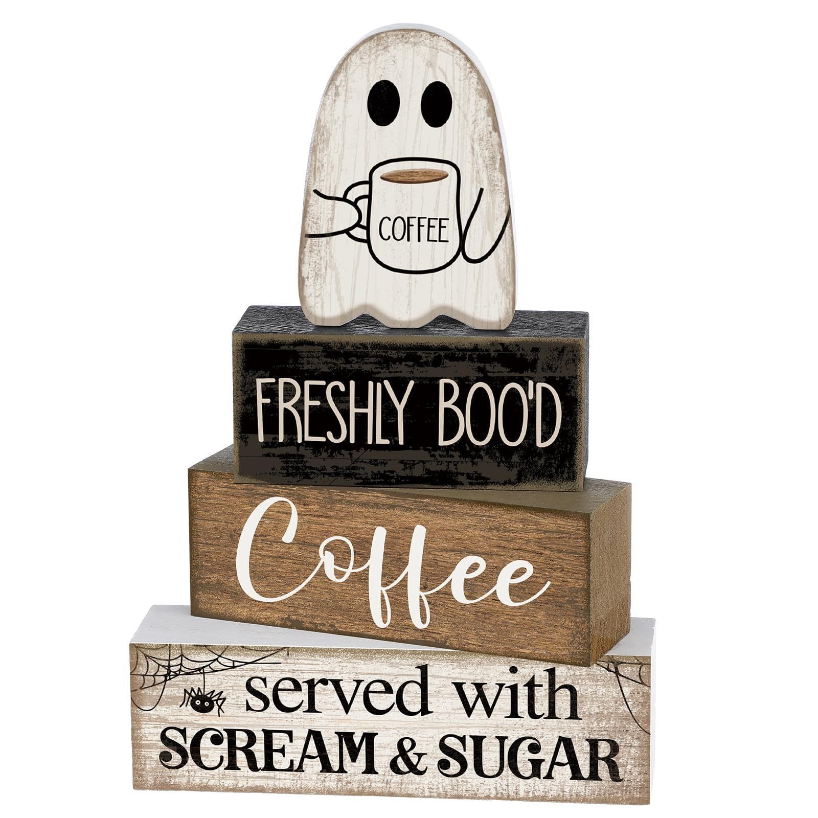 TEMU A Decorative Wooden Sign Featuring A , This 4pcs Halloween Tray Is Perfect For Halloween And Christmas. It Showcases A Simple Yet , Making It An