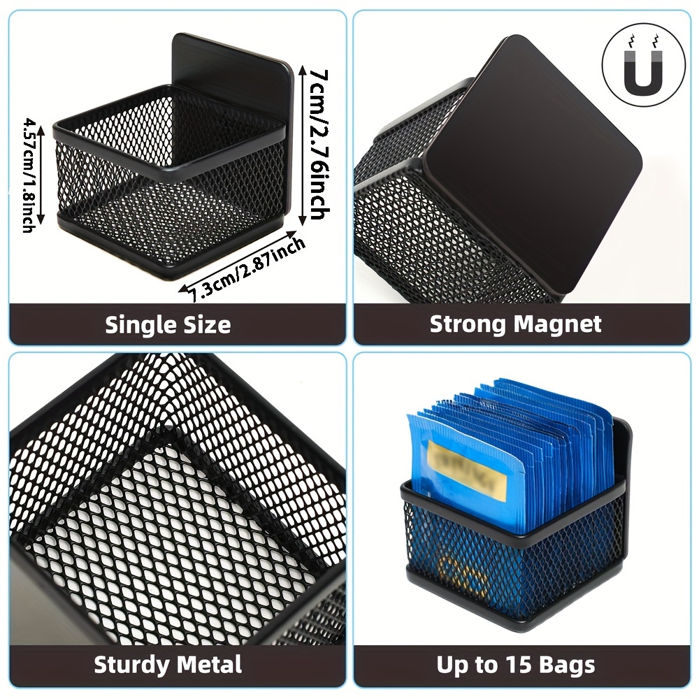 E-shop 1 Stück Magnetischer Teebeutelhalter - Metallgitter-Organizer für Kühlschrank, Theke oder Küchenregal - Aufbewahrungslösung ohne