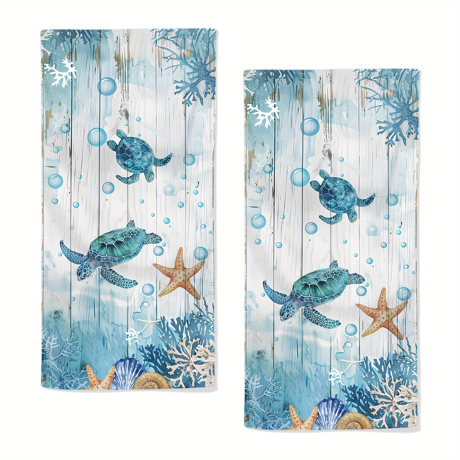 

Sea Turtle Hand Towels Set Of 2 Breathable Hand Towels Absorbent Tropical Coastal Bath Towels For Gym Hotel Decorative Summer Fast Drying Kitchen Towels 28.7x13.7 Inch