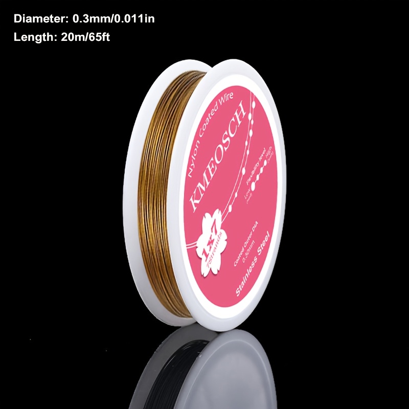 TEMU Fil à perles en acier non élastique KMEOSCH, fil à perles en acier inoxydable revêtu de nylon à 7 , couleurs multiples pour la fabrication de