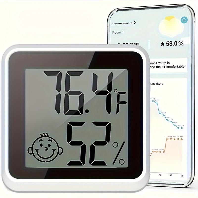 Vaikby Mini Digital Thermometer Hygrometer Innen 2 Stück, Raumthermometer  Zimmer