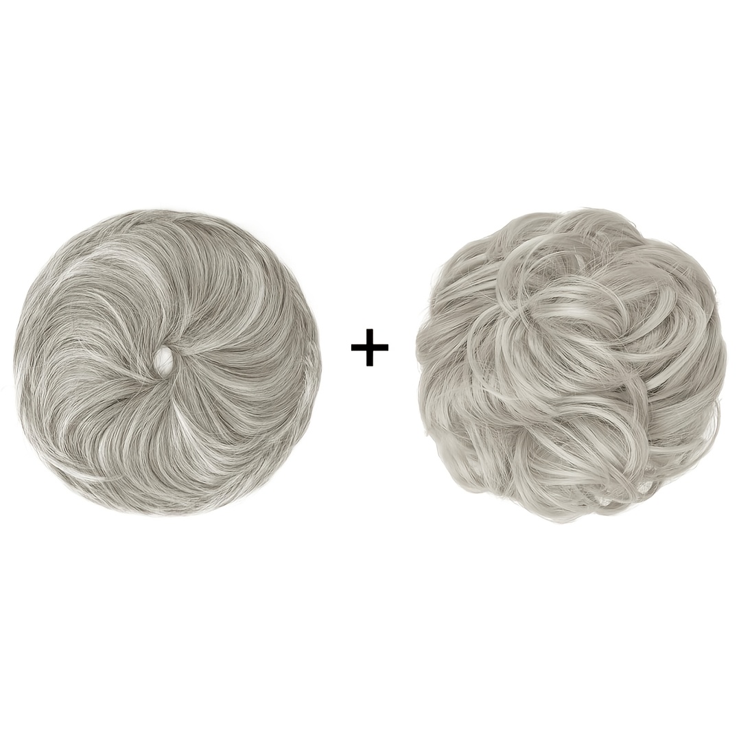 Image of Bun Hair Accessories 2pcs, Unisex, Natural Fluffy Bun With Elastic Band And Y-ribbon - Instant Fluffy Hair Piece For Daily Wear, Party, Work, Easy-to-care Bun Band, Suitable For All Hair Types