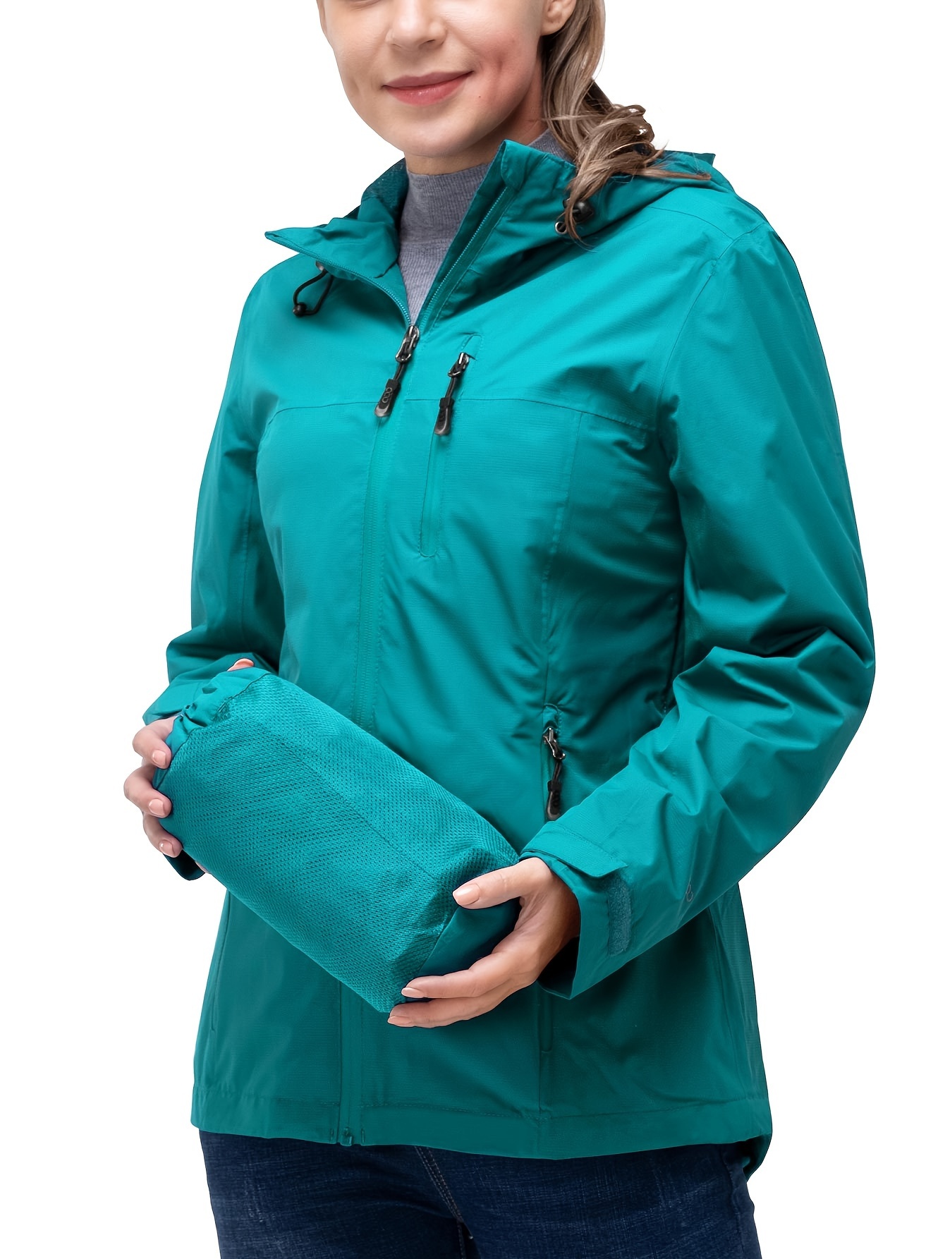Damen Regenjacke Wasserdicht & Faltbar - Leichte Windbreaker Für Fahrrad & Outdoor Sport