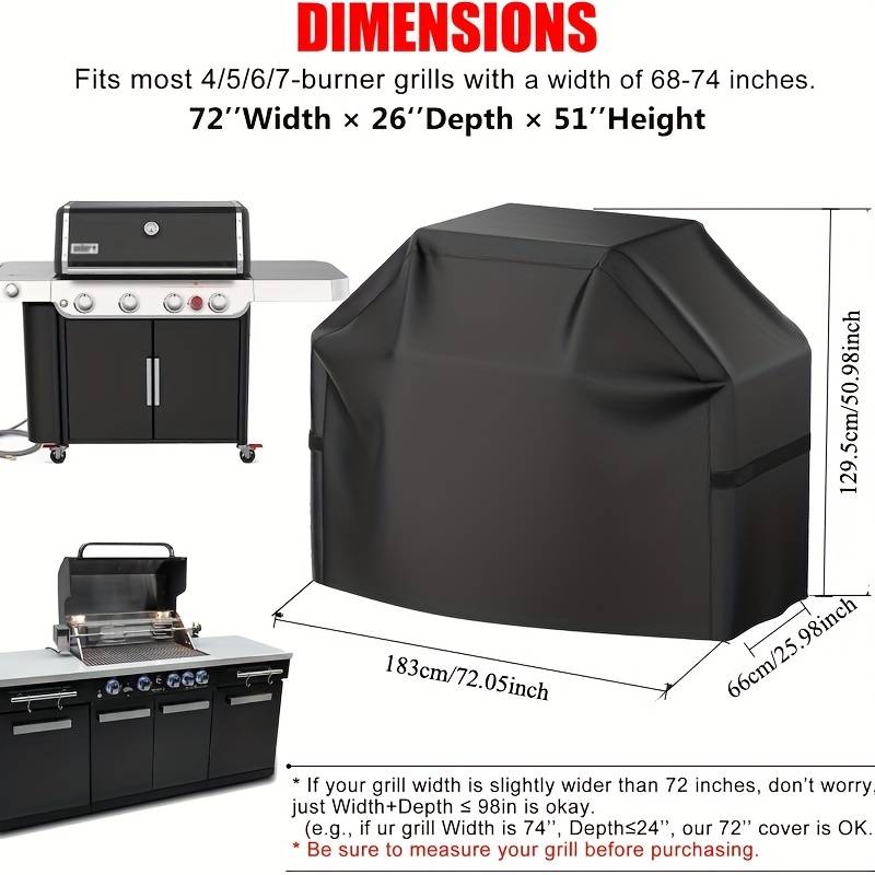 70 Inch BBQ Grill Cover - Heavy Duty Waterproof, 600D Polyester, UV Protection, Beige