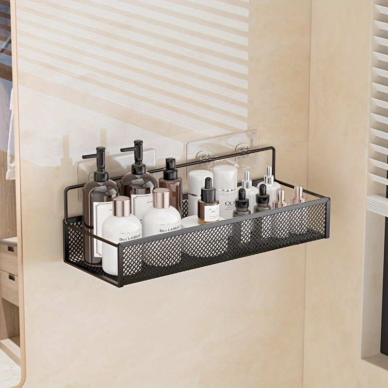 TEMU Easy-install Metal Bathroom Shelf - No Drilling Required, Wall-mounted Towel & Accessory Organizer, Bathroom Organizers And Storage