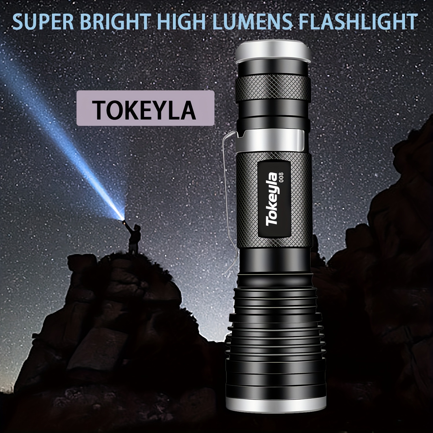 

1pc Flashlight Bright Rechargeable Led Flashlight Lamp Rechargeable, 5 Flash Lights For Emergency, Outdoor, Home, Camping, Hiking, Fishing